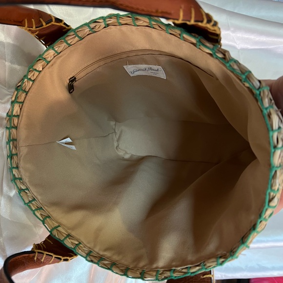 Universal Thread Woven Straw Tote Bag with Brown Leather Handles - Picture 4 of 4